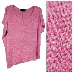 Lane Bryant Plus 3X Barbie Pink Slant Edge Tee Pullover Knit Top Light Sweater